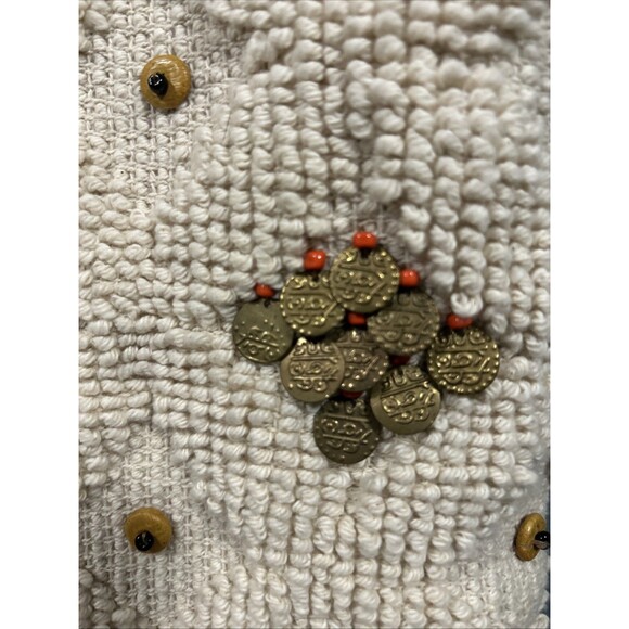 NWT World Market Beige Shopping Tote Bag Havana Shells Beads Coins Beach - Picture 4 of 8